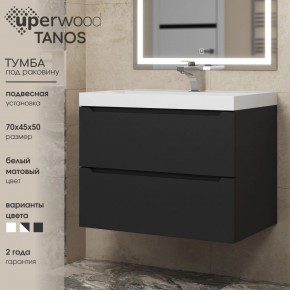 Тумба под раковину Uperwood Tanos 70 см, подвесная, черная матовая в Краснокамске - krasnokamsk.ok-mebel.com | фото 3