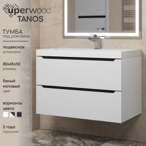 Тумба под раковину Uperwood Tanos 80 см, подвесная, белая/графит в Краснокамске - krasnokamsk.ok-mebel.com | фото 3