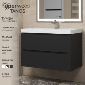 Тумба под раковину Uperwood Tanos 80 см, подвесная, черная матовая в Краснокамске - krasnokamsk.ok-mebel.com | фото 3