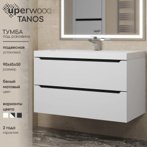 Тумба под раковину Uperwood Tanos 90 см, подвесная, белая/графит в Краснокамске - krasnokamsk.ok-mebel.com | фото 3